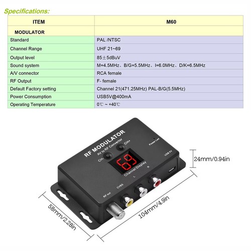 Modulatore m60 compatto av - modulatore,