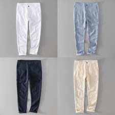 Linen mix pants mens straight - pants,
