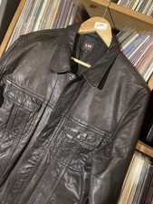Giacca uomo vera pelle di capra nera media rara fine anni 90 Lee