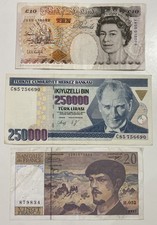 Europa- Inghilterra, Turchia, Francia - banconote circolate da collezione