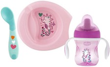 Chicco Set Pappa 6m+ Piatti Bicchiere Posate Pranzo Cena Bimba Rosa mshop