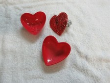 Red  Heart Necklace  in Red Heart Plastic Container  3"X3"X2"