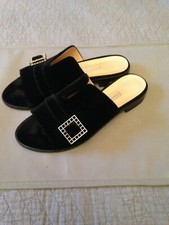 BIONDA CASTANA LUSSO SLIDES MULES NERO VELLUTO ORIGINAL 39,5 EUR 9,5 US 6,5 UK