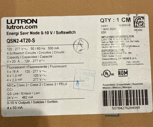 Lutron qsn2 4t20 - lutron, qsn2-4t20-s