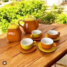 Servizio The Caffè Naj Oleari Teiera Piattini Tazzine Zuccheriera Vintage Giallo