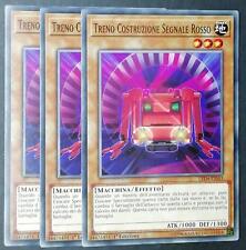 Set 3 Carte : TRENO COSTRUZIONE SEGNALE ROSSO Comune Italiano LED4-IT043 YUGIOH