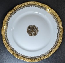 Piattino piatto dessert LIMOGES France J Pouyat JPL 6,25" dettaglio dorato bordo smerlato