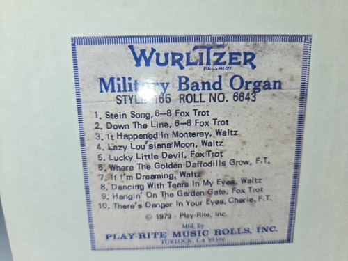 Wurlitzer 165 band organ - band, roll