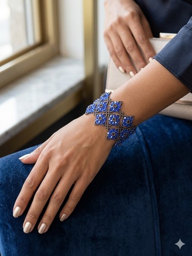 Bracciale fascia cristalli blu - bracciale,