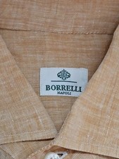 Camicia uomo lino con bottoni in madreperla Borrelli Napoli taglia 16/42