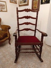 2 Sedie a Dondolo Vintage, in legno, anni 70, Prodotta Su Richiesta 