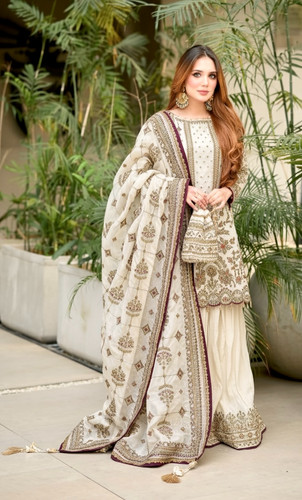 Abito bianco pakistano salwar - bianco,
