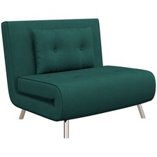 HOMCOM Poltrona Letto Singolo con Schienale Reclinabile in Velluto Verde Scuro