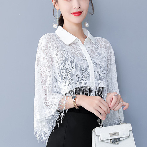 Cardigan donna pizzo frange