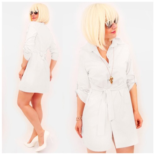 Camicione bianco con cintura - bianco,