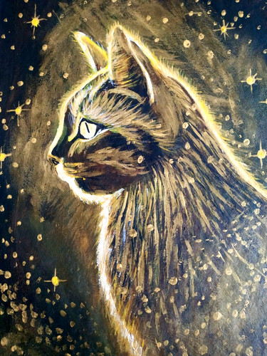 Ritratto gatto dipinto - ritratto,