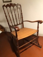 Chiavarina a dondolo, con braccioli, ottimo stato, impagliatura seduta originale