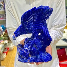 Quarzo modello blu naturale 3,7 libbre intagliato a mano cristallo aquila guarigione