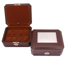 Scatola Astuccio porta 12 orologi con placca in argento