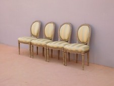 Quattro sedie con schienale a medaglione stile Luigi XVI laccate, '900!