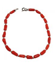 Bracciale corallo rosso Argento 925 rodiato o dorato unisex artigianale vintage