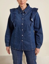 ?Marina Rinaldi By Max Mara? Camicia In Denim denim shirt with ruffles MR23