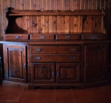 CREDENZA DISPENSA  CON PIATTAIA IN LEGNO  ARTE POVERA CUCINA TAVERNA