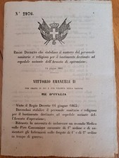 REGIO DECRETO 2976 1866 - PERSONALE SANITARIO E RELIGIOSO PER L'OSPEDALE NATANTE