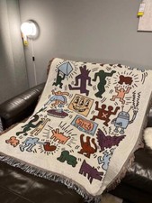 Coperta arazzo tessuto colore graffiti Keith Harring lancia decorazione LGBTQ
