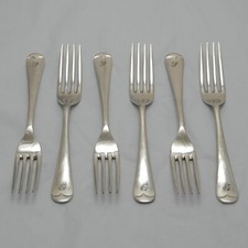 OLD ENGLISH Design Walker & Hall Silver Servizio Posate Sei Forchette da Tavolo