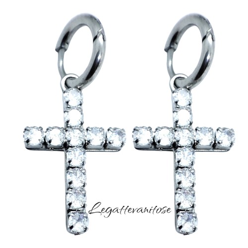 Orecchini cerchio con croce - orecchini,