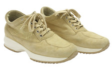 Hogan Sneakers Donna Eu 36 Scamosciato Top Basso Lacci Beige
