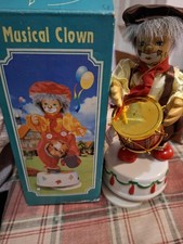 Clown musicale vintage pagliaccio alto in porcellana e ceramica