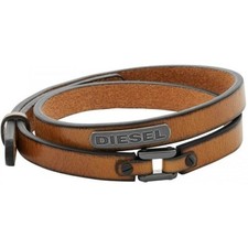Bracciale Diesel DX0984040 Uomo in Pelle Marrone con Logo Acciaio