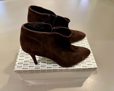 Scarpe Stivaletti MODA in Pelle Scamosciata Testa di Moro con Tacco da Donna 37