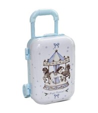 6X Scatola TROLLEY portaconfetti CELESTE 9x3.5 cm BOMBONIERA NASCITA 1CRI