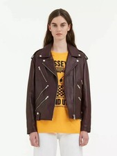 RRP £650 donna MCQ ALEXANDER MCQUEEN GIACCA BIKERS PELLE taglia IT 42 UK 12 b2