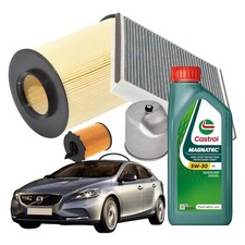 Kit Tagliando Volvo V40 1.6 Td 84kw 114cv Dal 2012 4lt Castrol Magnatec 5w30 A5