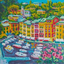 ATHOS FACCINCANI - PORTOFINO E LUCE SUL PORTO - SERIGRAFIA 40x40