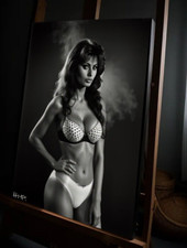 Quadro sexy Sophia Loren con certificato di autenticità - tela incorniciata 40x30 cm seni grandi