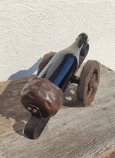 Porta bottiglie artigianale in ferro e legno lunghezza 38 cm