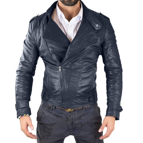 Chiodo biker vera - biker, blu
