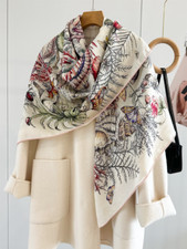 Scialle quadrato 70% cashmere 30% seta Underwater Worldr stampa double face 53"