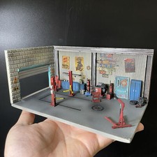 1/64 Diorama Auto Riparazione Modellino Set Garage Officina Riparazione Scena Prop