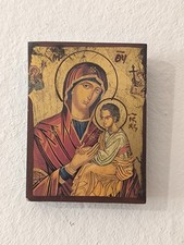 Icona Sacra Madonna Con Bambino  lavorata a mano Immagine sacra su legno