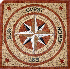 Rosoni rosone mosaico in marmo ,rosa dei venti con scritte cod 14 cm 140x140