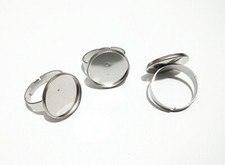 2pz base anello regolabile 17mm acciaio inox castone 16mm colore argento scuro