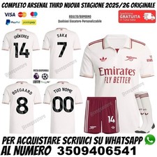 Terza Maglia Arsenal 2025 2026 Gyökeres Saka Odegaard Gyokeres Bianca Originale