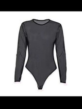 Top slim mesh manica lunga