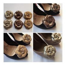Clip Rosa D'oro Classica in pelle per scarpe, 2 pezzi, fatto a mano.